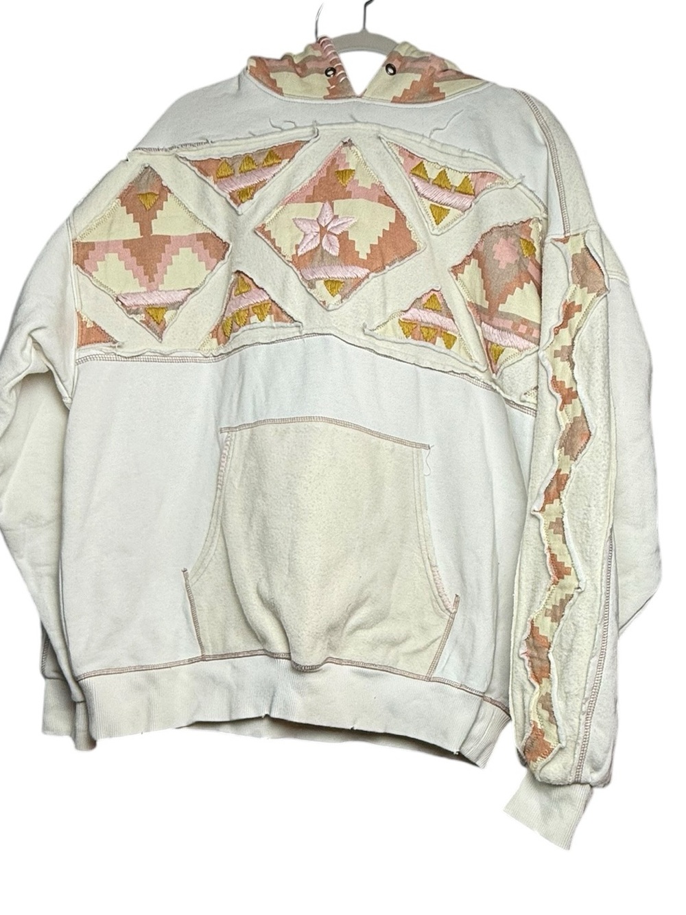 Free People We The Free It’s A Vibe Oversized Embroidered Hoodie Distressed S - Picture 2 of 11